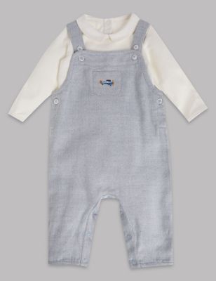 2 Pack Herringbone Dunagree and Body Suit